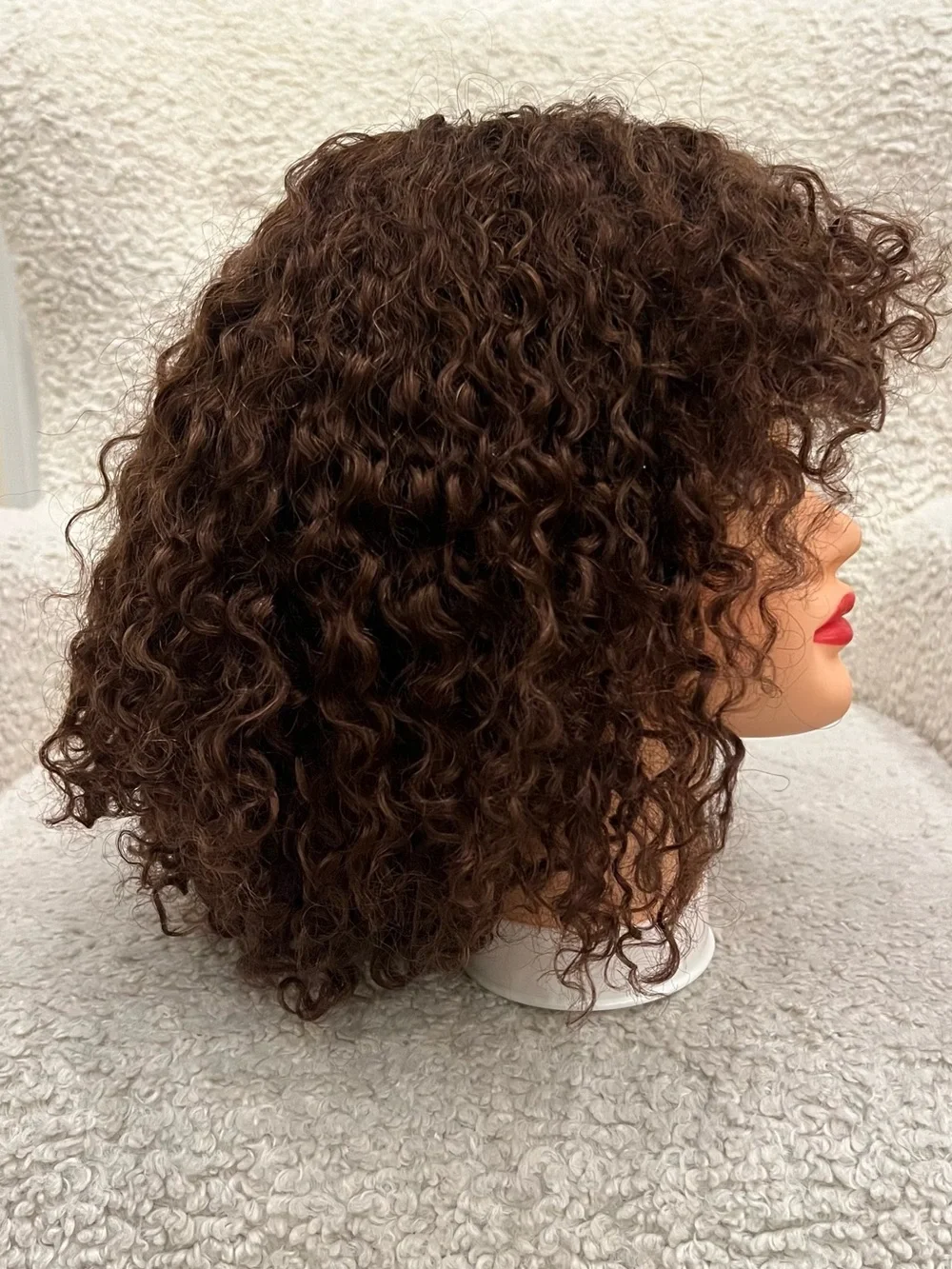 GORGIUS Kinky Curly Human Hair Wig Brown Short Wig